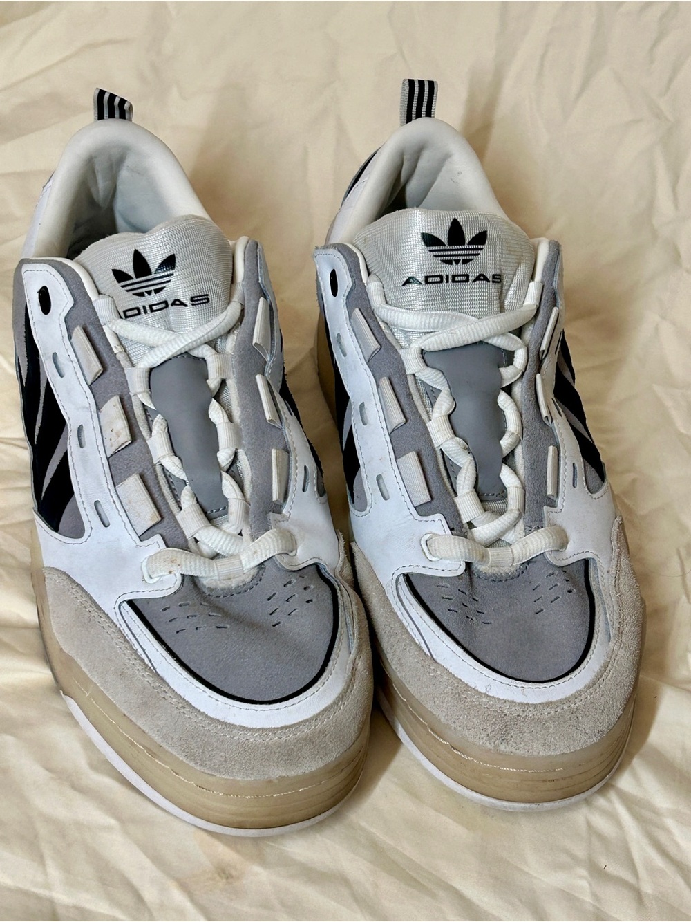 adidas ADI2000 Chalk White Black Men's Leather Athletic Sneakers GV9544